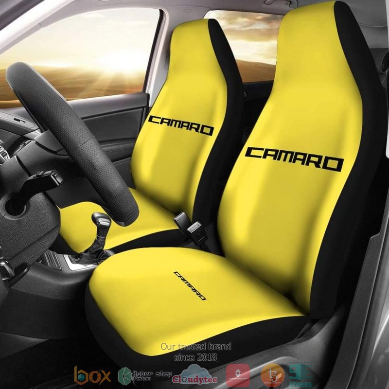 BEST Yellow Camaro Black Letter Car Seat Cover 9