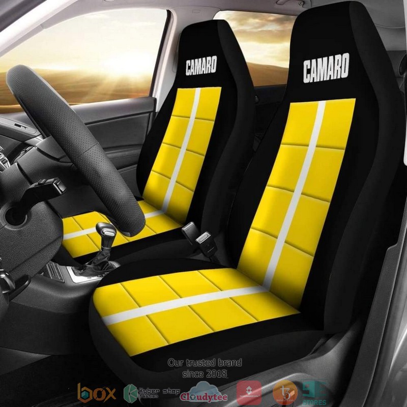 BEST Yellow Camaro White Letters Amazing Decoration Car Seat Cover 8