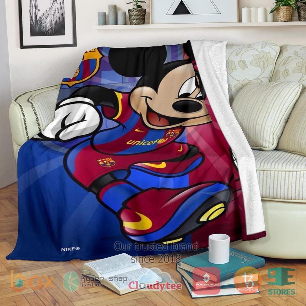 HOT Barcelona Mickey For Soccer Fan Blanket 10