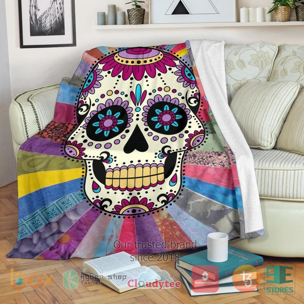 HOT Colorful Sugar Skull Funny Blanket 17