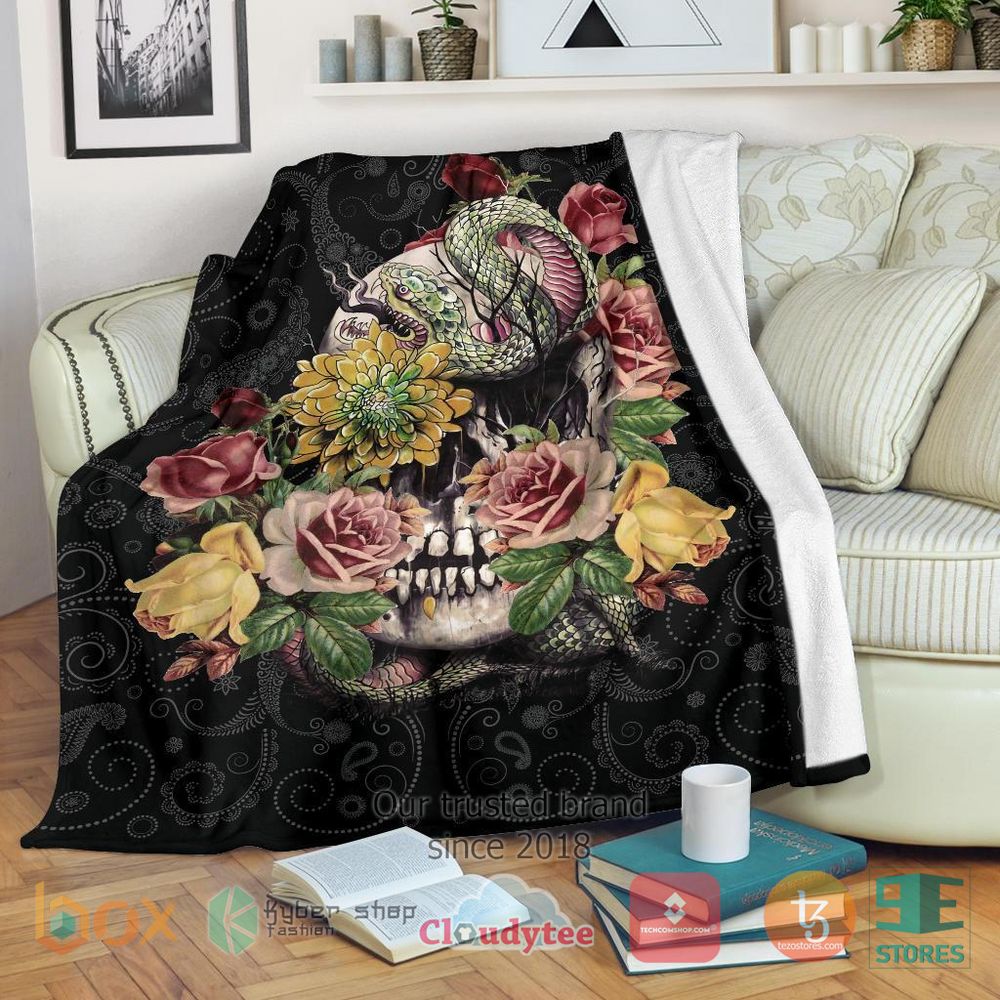 HOT Floral Skull Blanket 11