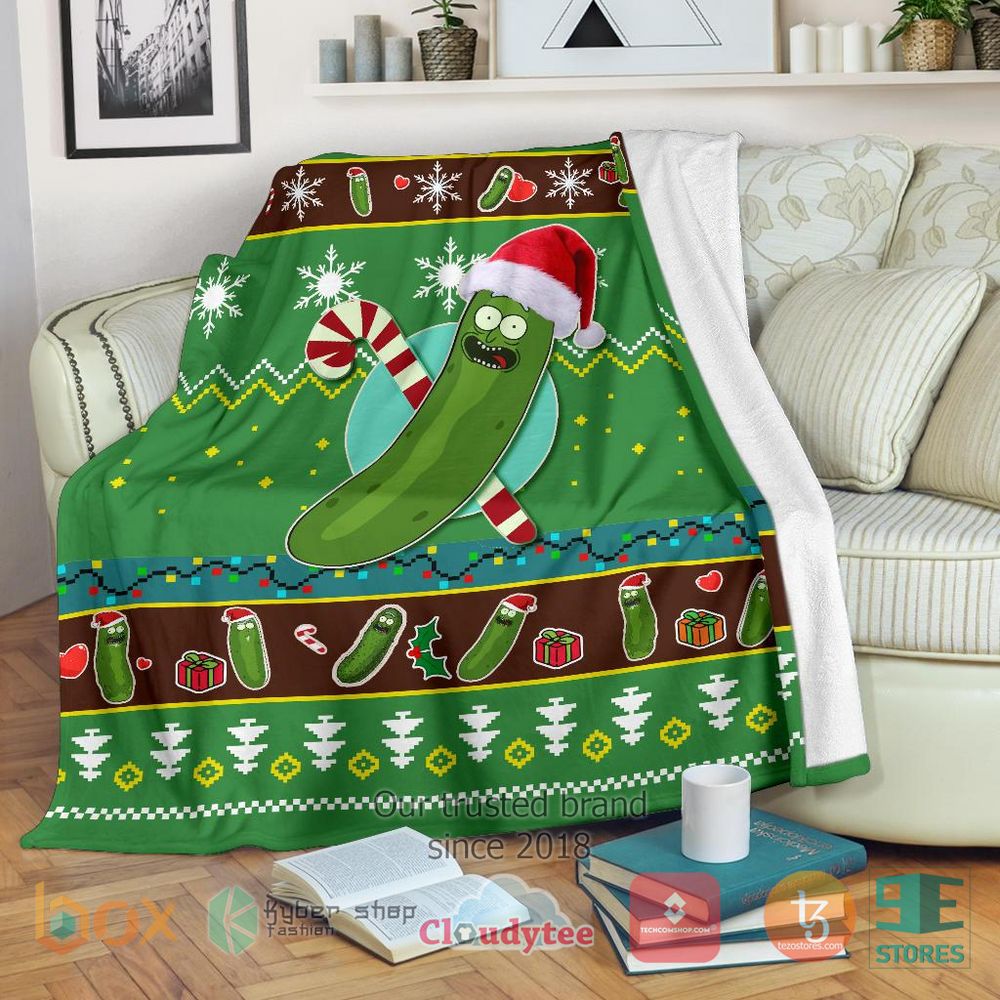 HOT Green Pickle Rick Christmas Christmas Blanket 17