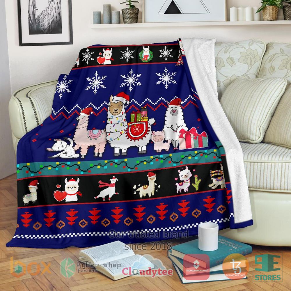 HOT Llama Chritmas Christmas Blanket 9