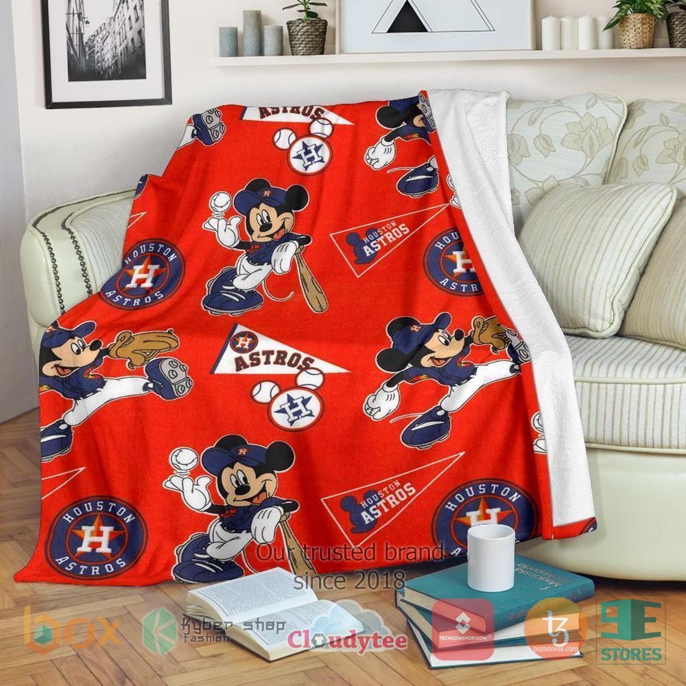 HOT Mickey Plays Astros Blanket 11