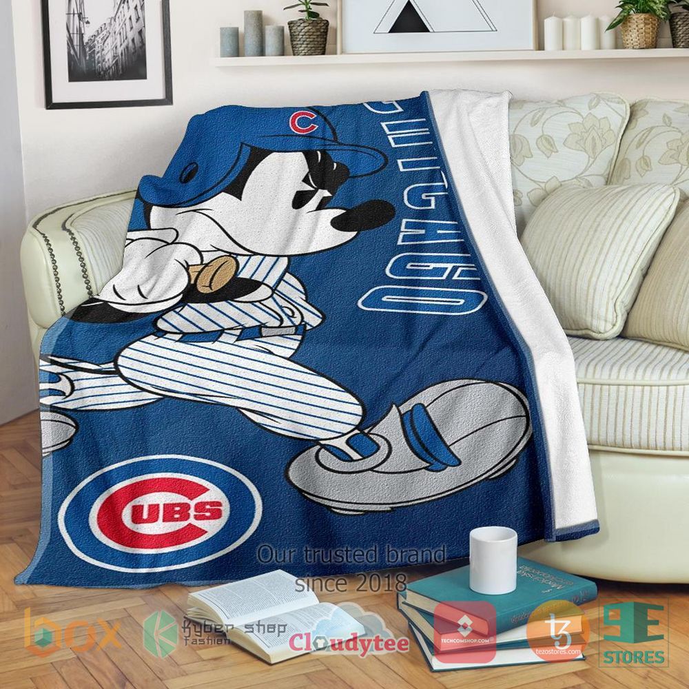 HOT Mickey Plays Cubs Blanket 11