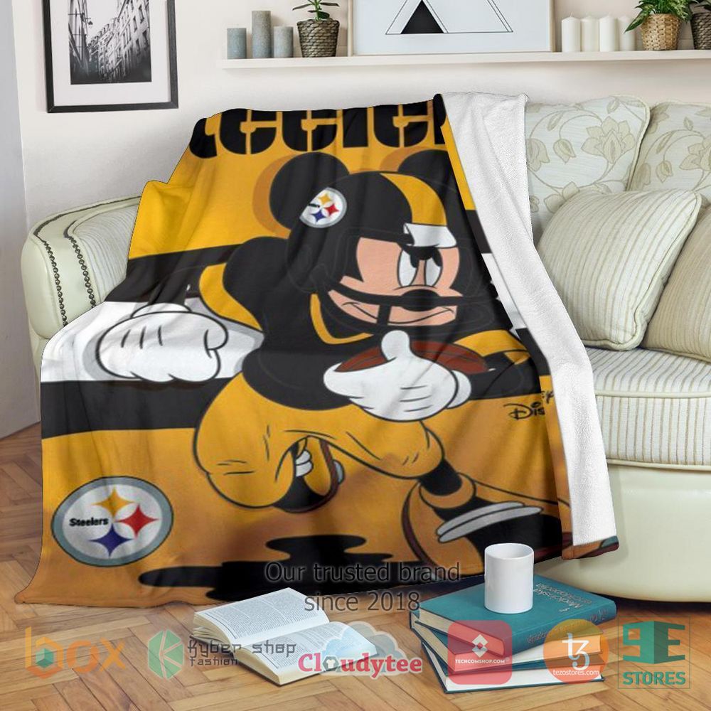 HOT Mickey Plays Steelers For Football Fan Blanket 11