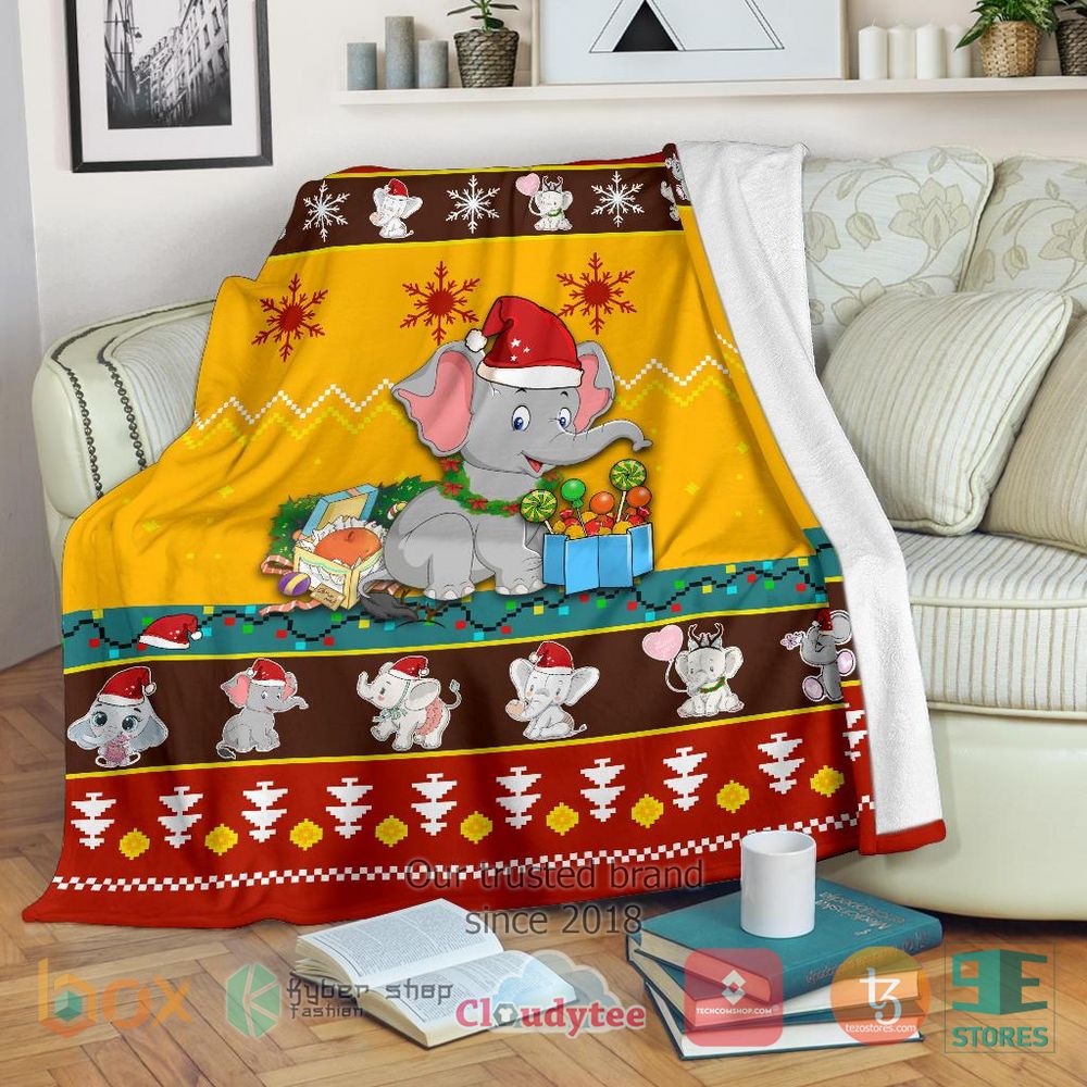 HOT Red Yellow Elephant Christmas Blanket 16