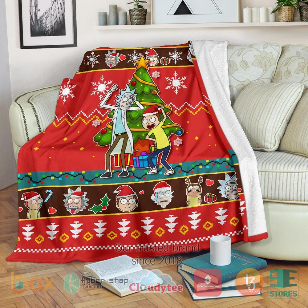 HOT Rick And Morty Red Christmas Christmas Blanket 16