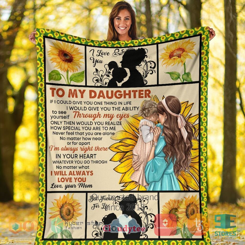HOT To My Daughter Mom And Daughter Hippie Sunflower Blanket 11