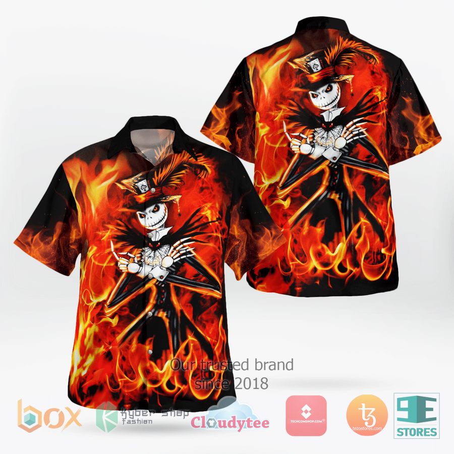 BEST The Nightmare Jack Skellington Fire Hawaii Shirt 12