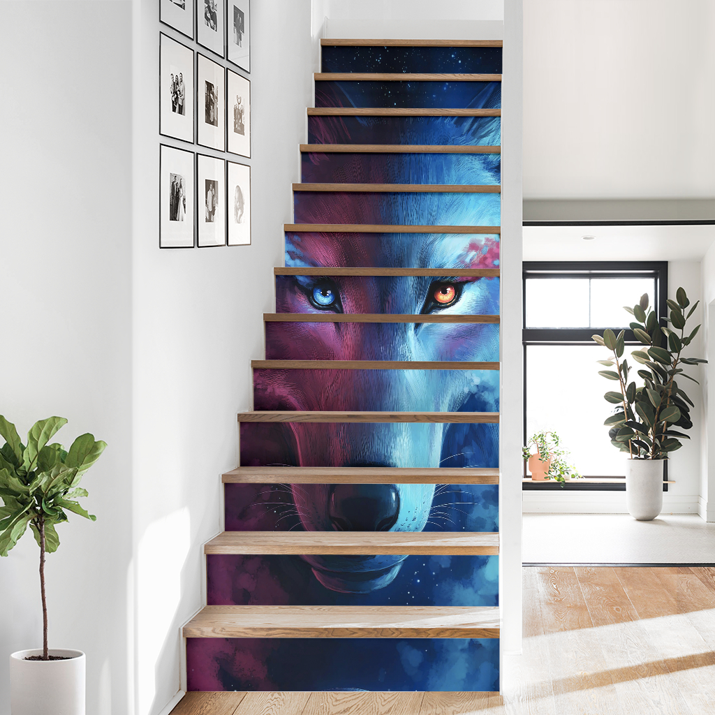BEST Wolf Stair 3d illusion Sticker 4