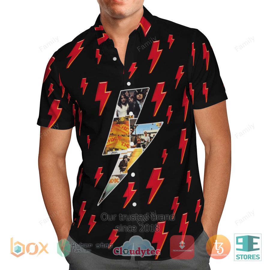 BEST AC DC Red Lightning Black Hawaii Shirt 2