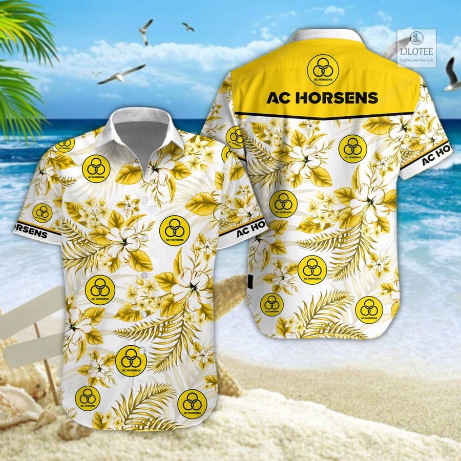 BEST AC Horsens Yellow Hawaiian Shirt, Short 4