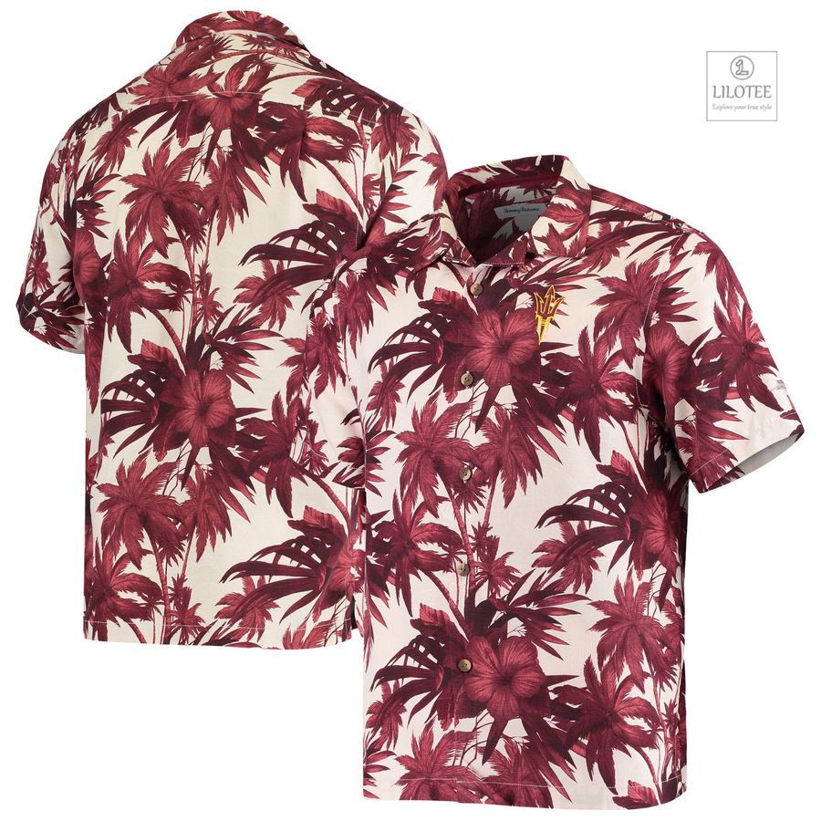 BEST Arizona State Sun Devils Tommy Bahama Harbor Island Hibiscus Maroon Hawaiian Shirt 6