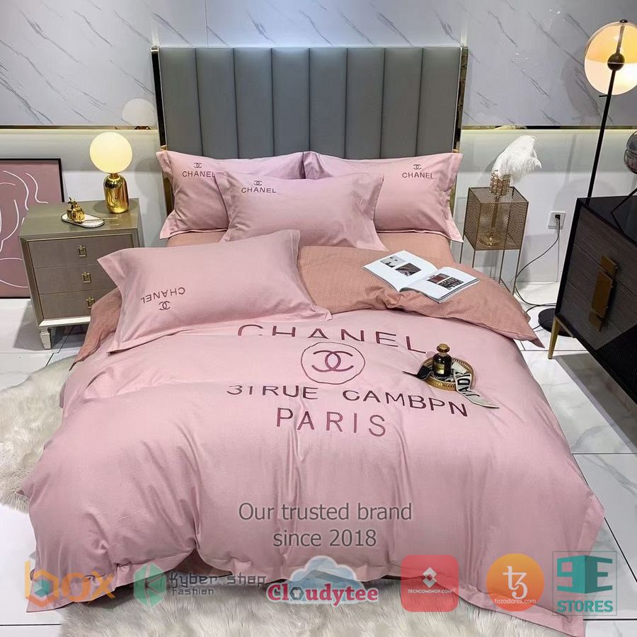 BEST Chanel Paris Pink Cover Bedding Set 3