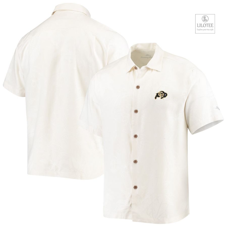 BEST Colorado Buffaloes Tommy Bahama Al Fresco Tropics Jacquard White Hawaiian Shirt 6