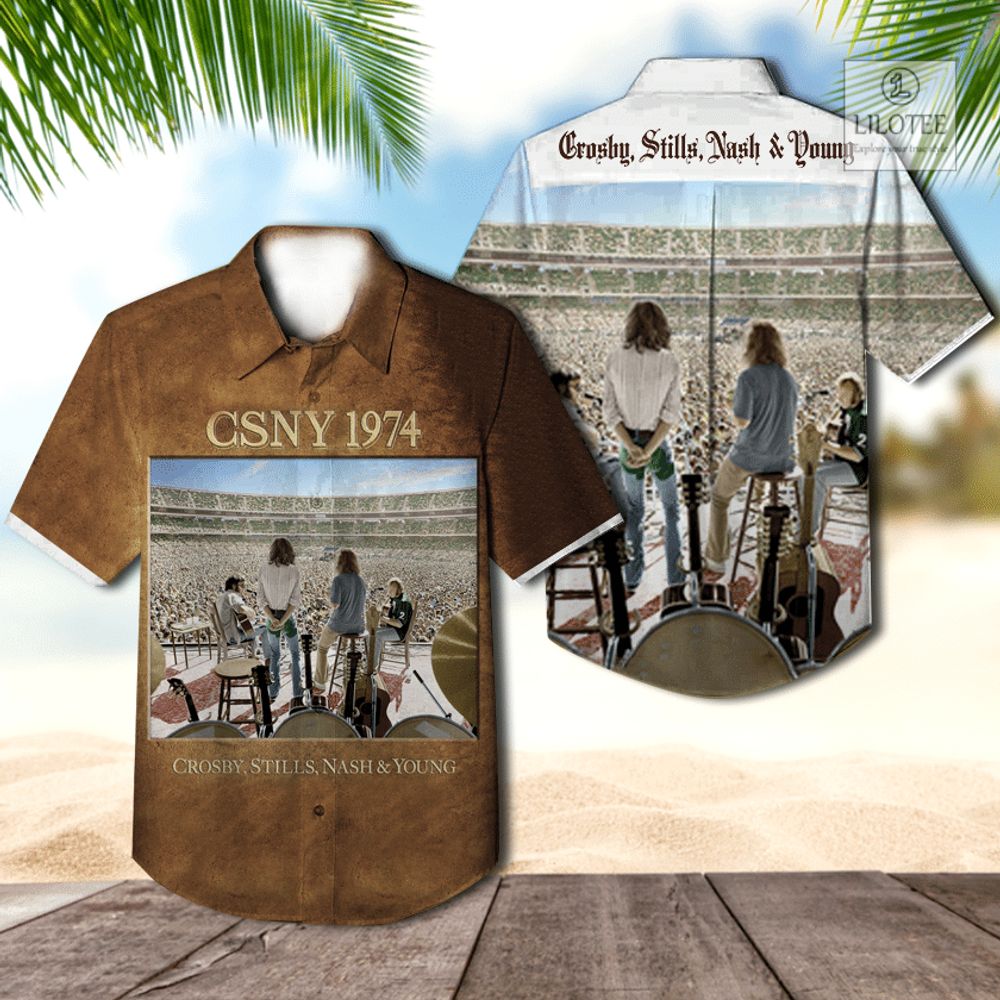 BEST Crosby, Stills, Nash & Young CSNY 1974 Casual Hawaiian Shirt 2