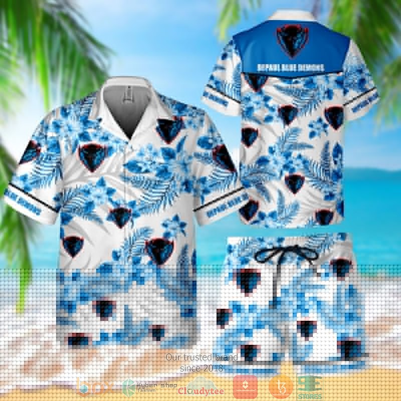 HOT De Paul Blue Demons Hawaiian Shirt and Short 2