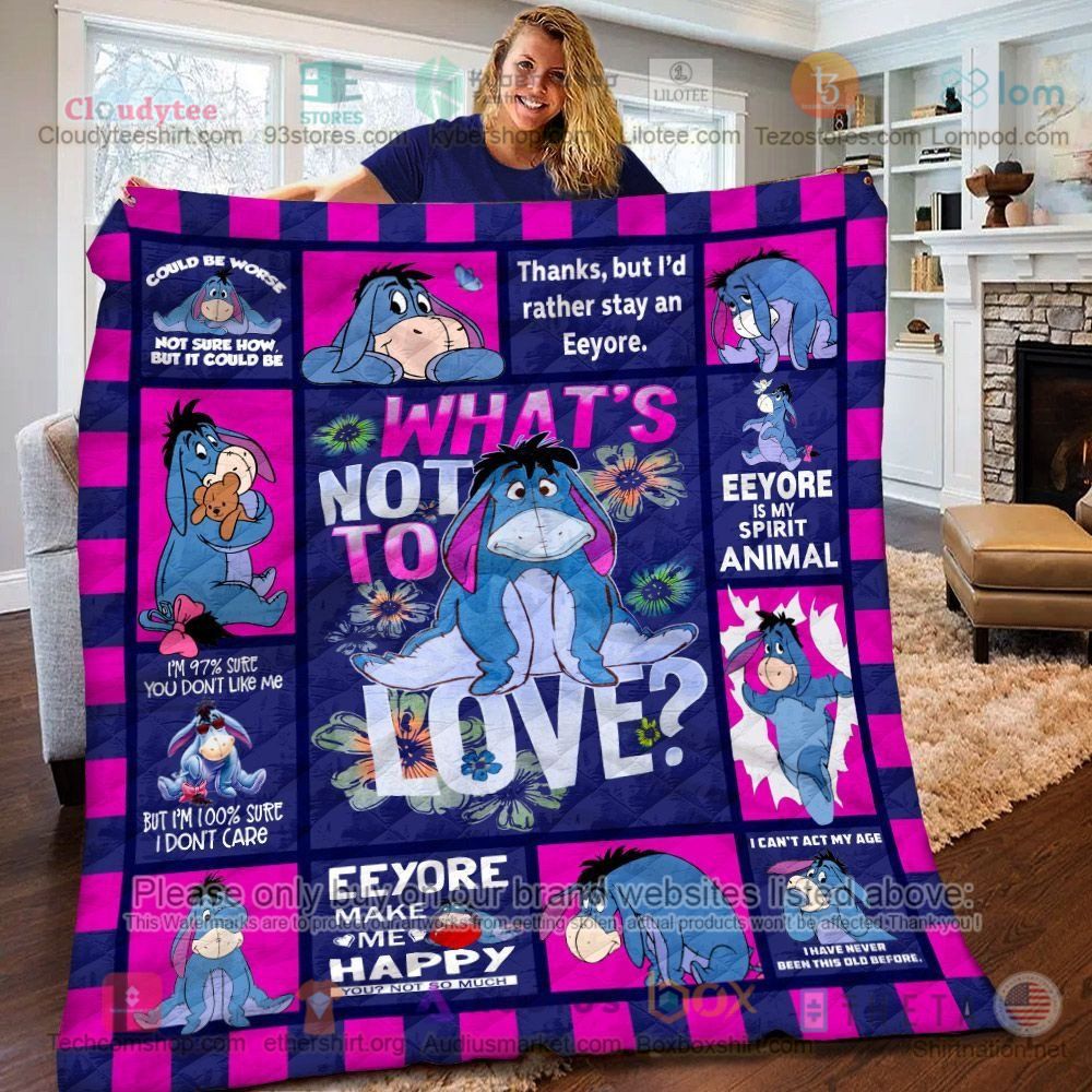NEW Eeyore What not to love Pink Quilt 5
