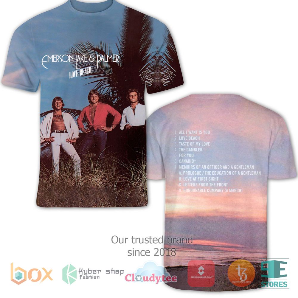 HOT Emerson, Lake & Palmer Love Beach 3D T-Shirt 2