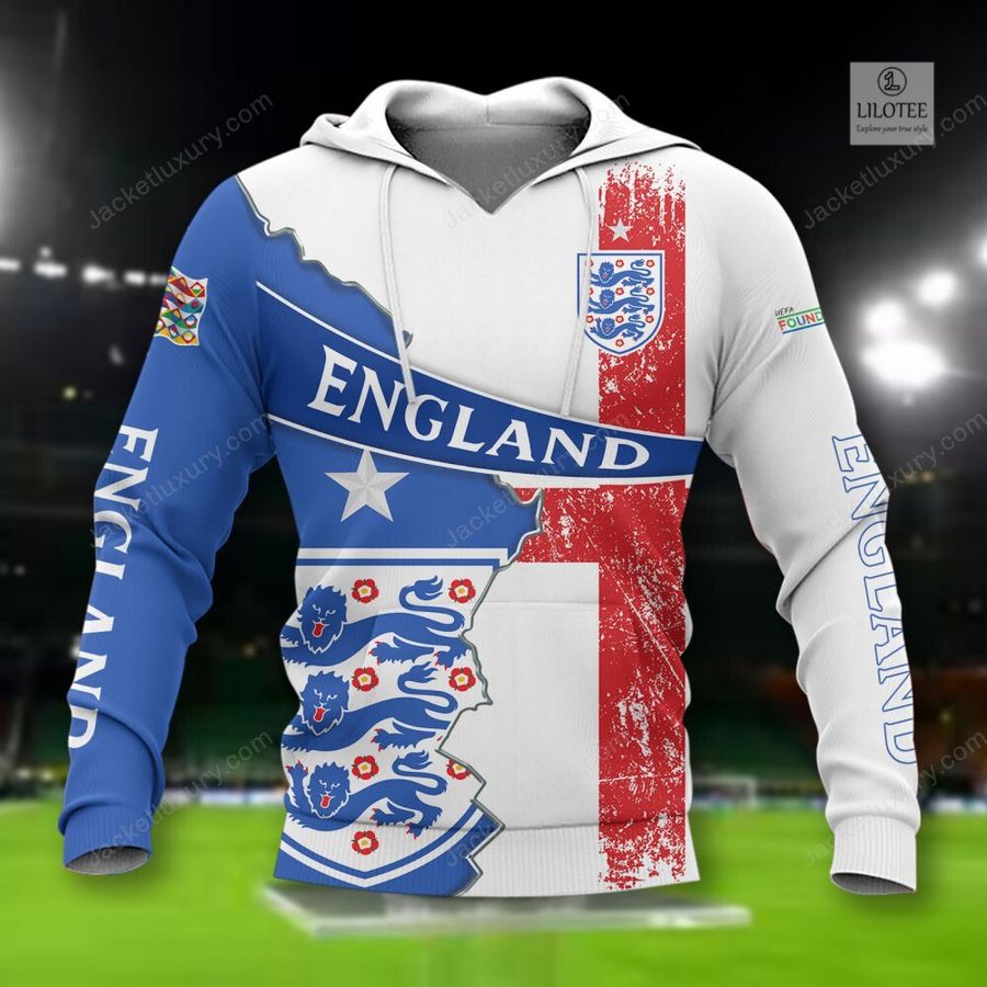 England national football team White 3D Hoodie, Shirt 2