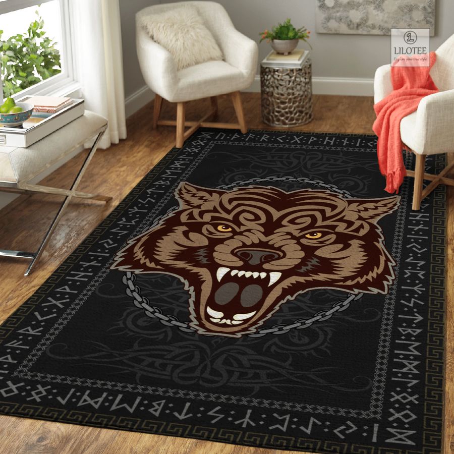BEST Fenrir Bound by Chains and Sealed by Runic Viking Rug 5