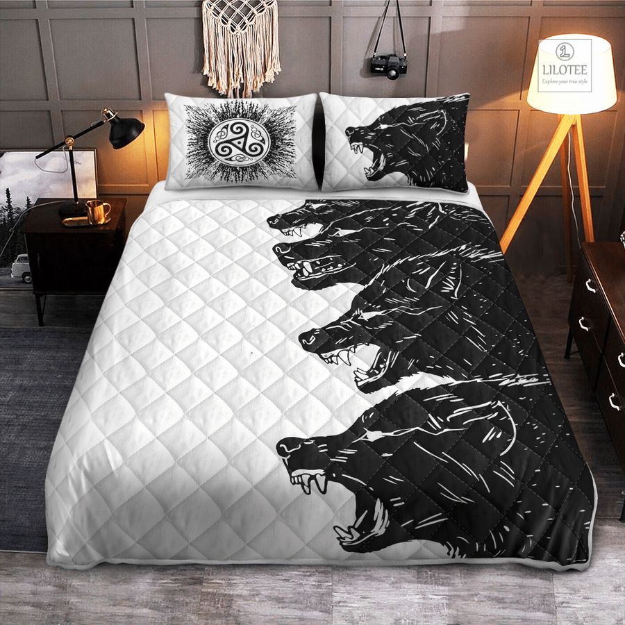 BEST Fenrir Viking Black Wolf Bedding Set 8