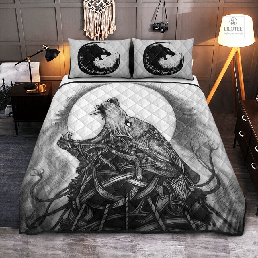 BEST Fenrir Viking Wolf Grey Bedding Set 9