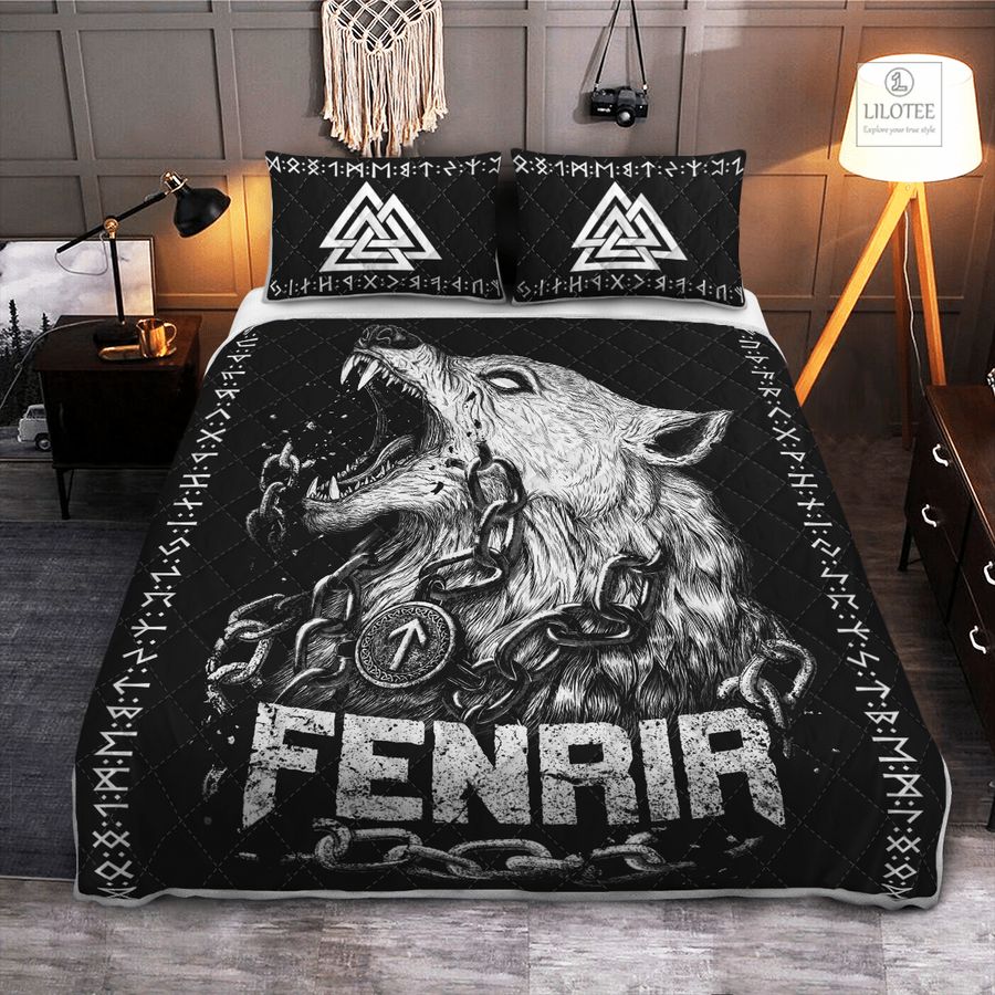 BEST Fenrir Wolf And Valknut Viking Bedding Set 9