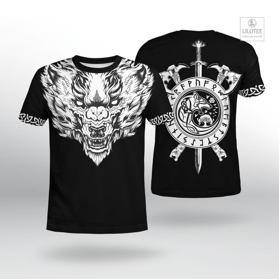 BEST Fenrir Wolf Axe Sword Viking T-Shirt 7