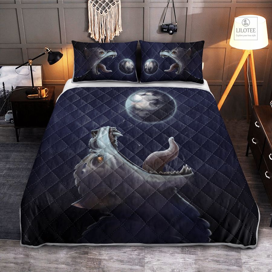 BEST Fenrir Wolf trying to swallow the moon Viking Bedding Set 9