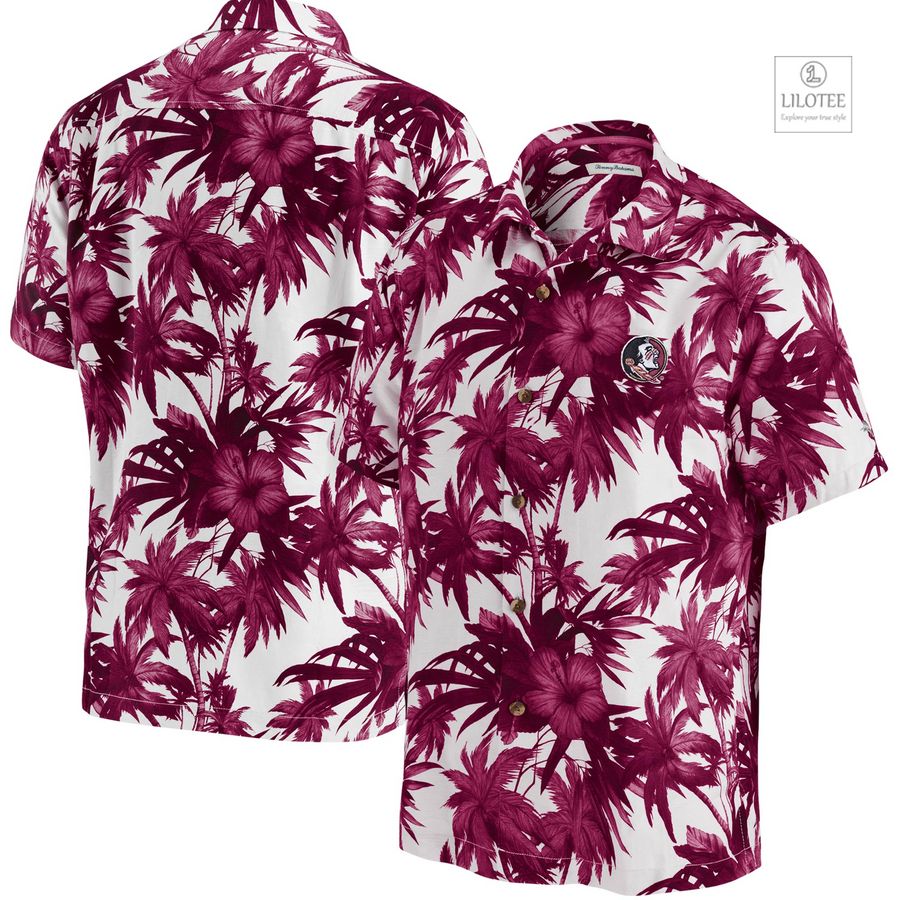 BEST Florida State Seminoles Tommy Bahama Harbor Island Hibiscus Garnet Hawaiian Shirt 7