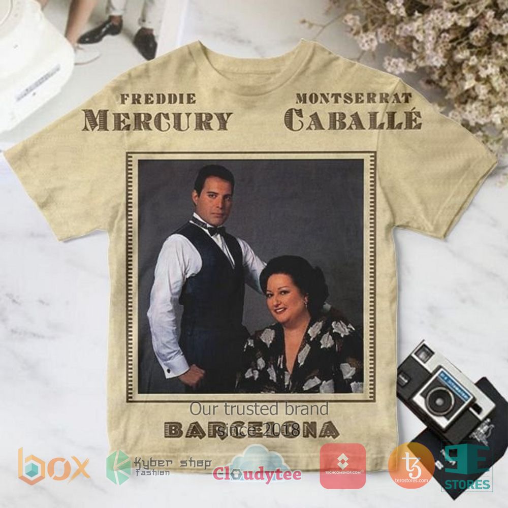 HOT Freddie Mercury Montserrat Caballe Barcelona Album 3D Shirt 2