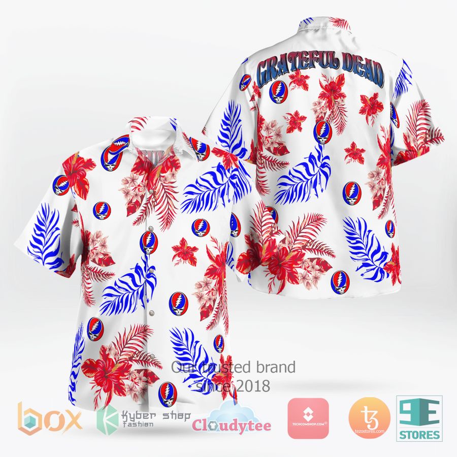 BEST Grateful Dead hibiscus white Hawaii Shirt 8