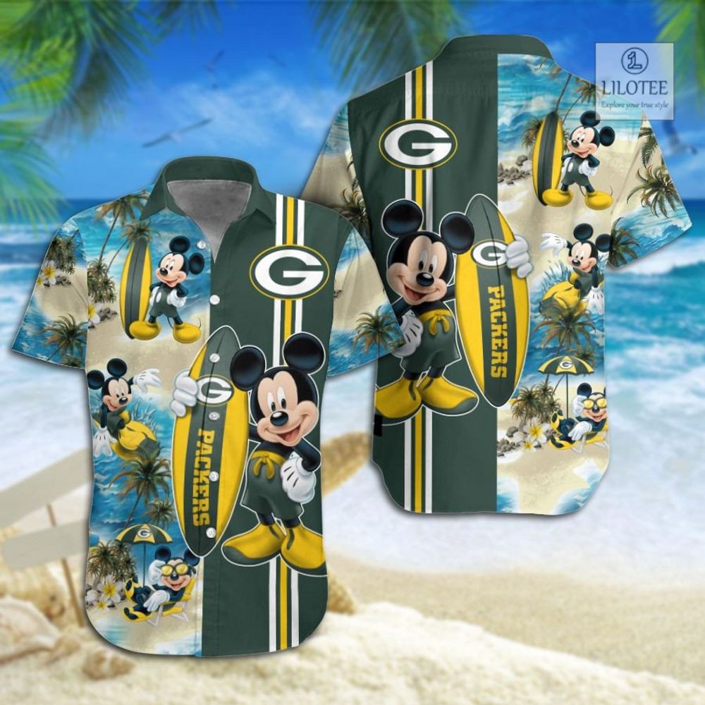 Alternative view of BEST Green Bay Packers Mickey Mouse Hawaiian Shirt, Shorts