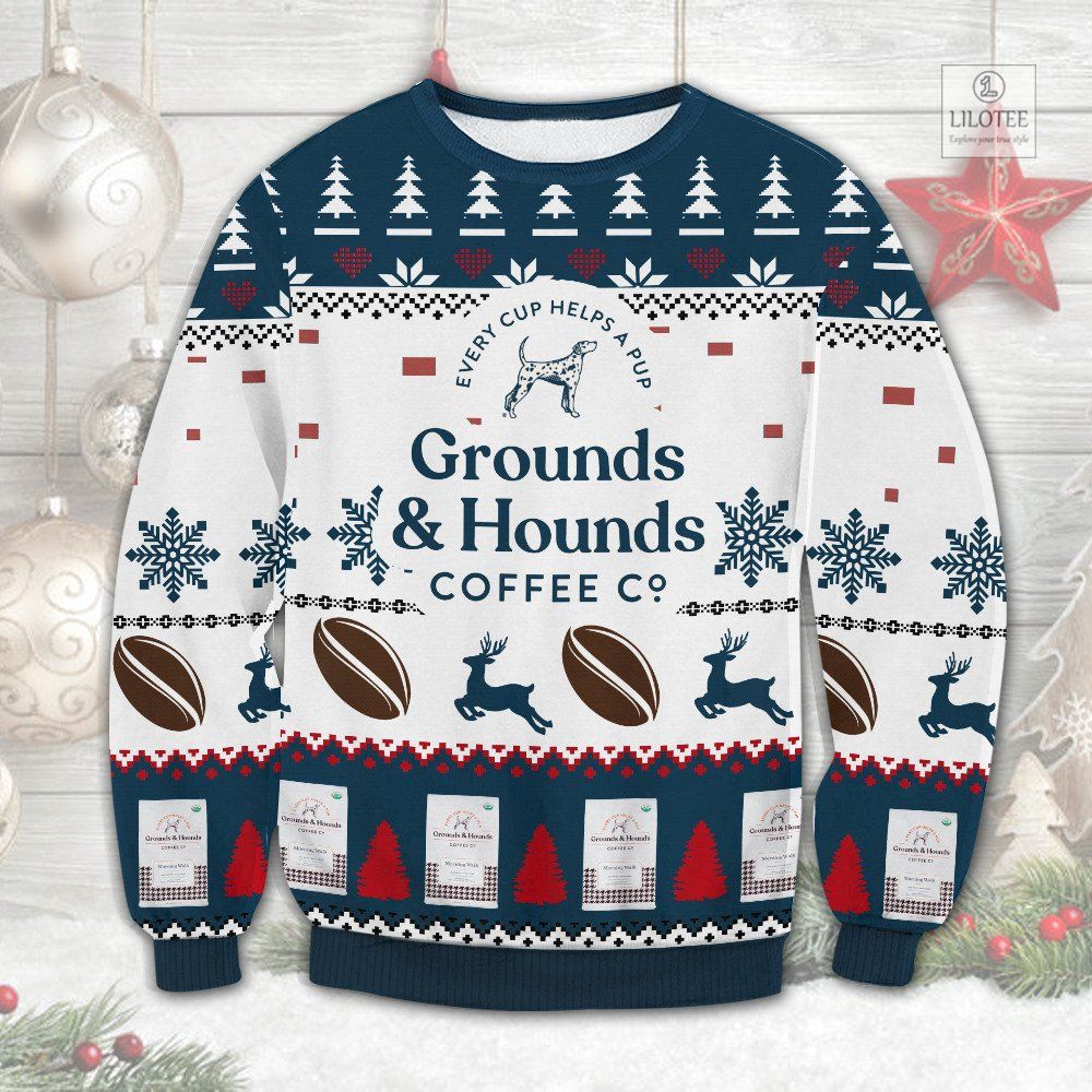 BEST Grounds & Hounds Coffee Christmas Sweater and Sweatshirt 3