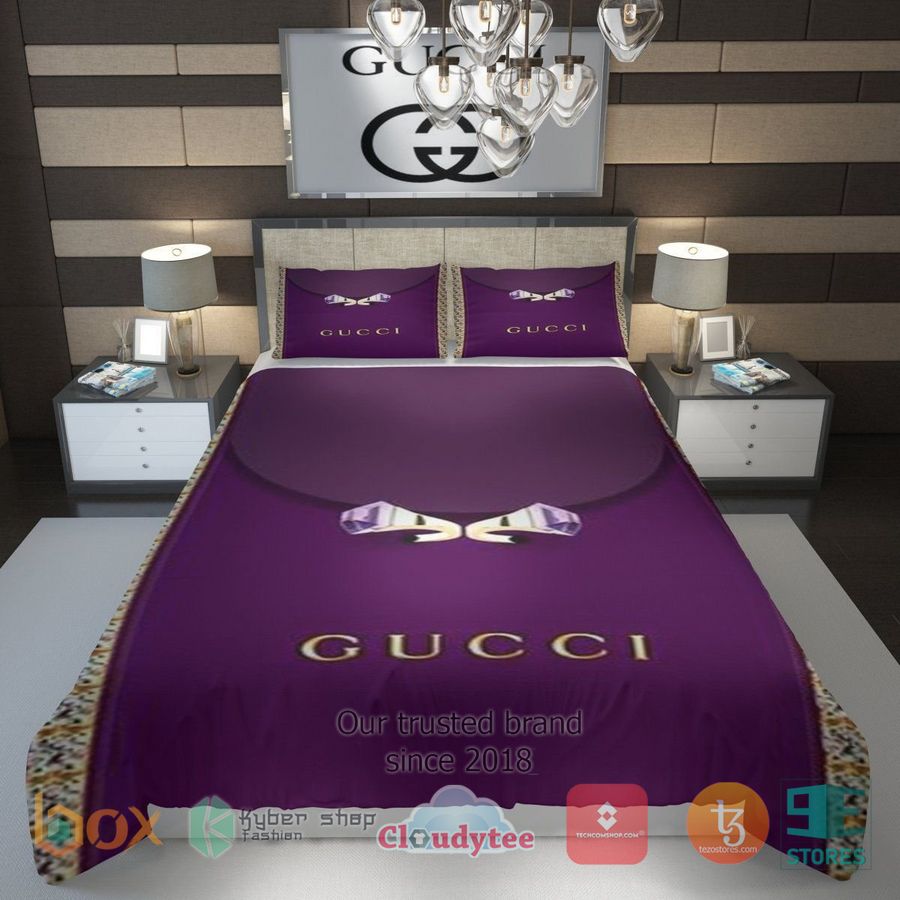 BEST Gucci Diamond Purple Cover Bedding Set 2