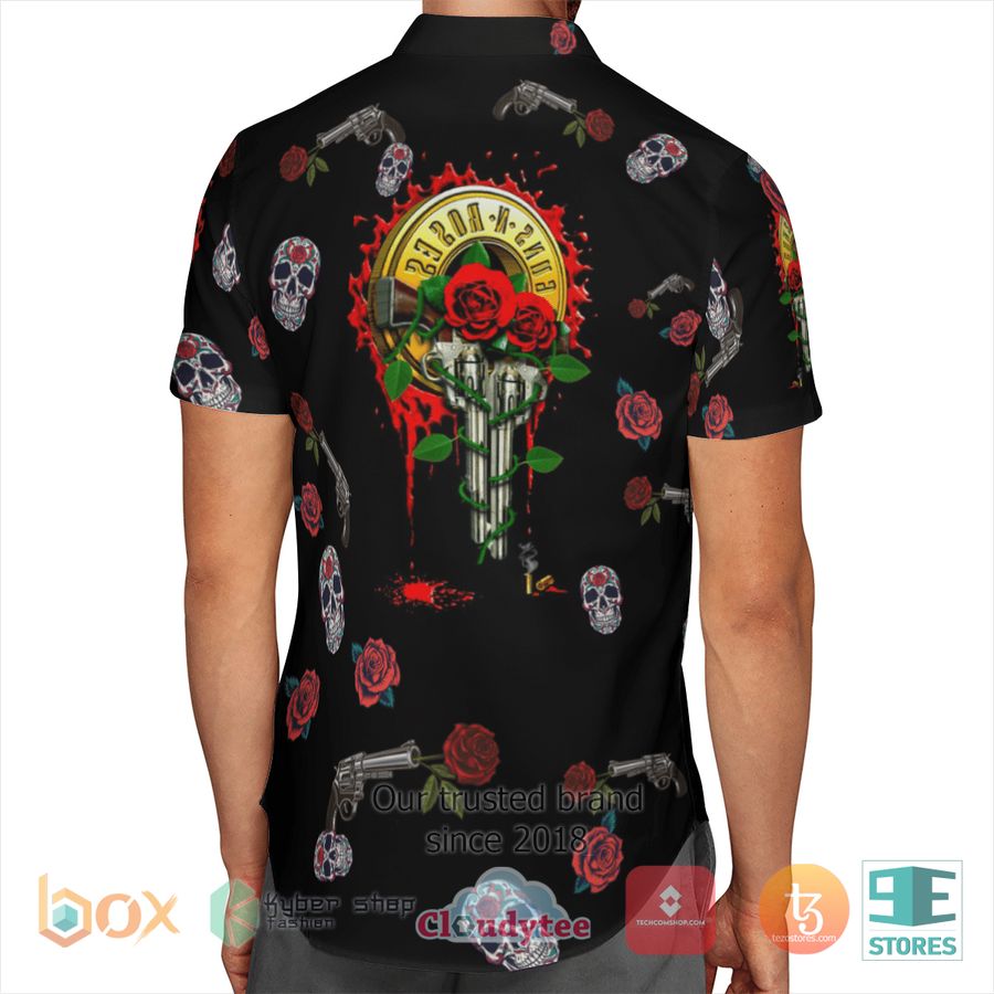 BEST Guns N' Roses Skull Gun Rose Hawaii Shirt 5