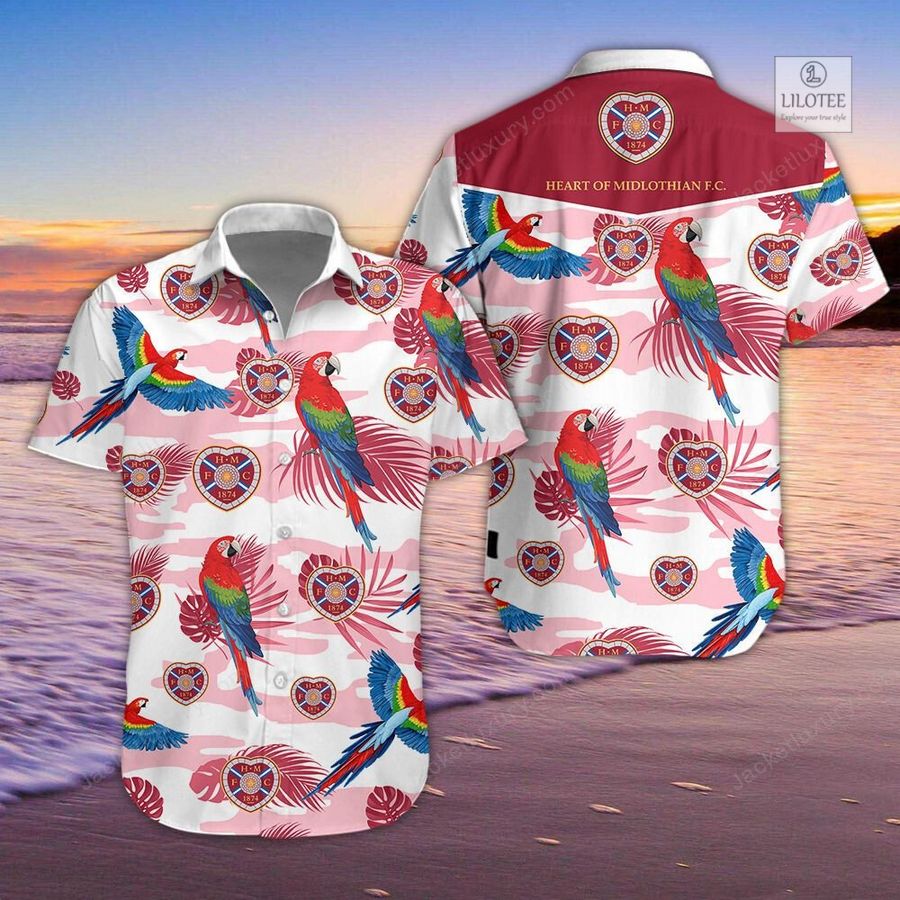 BEST Heart of Midlothian Football Club Parrot Hawaiian Shirt, Shorts 5