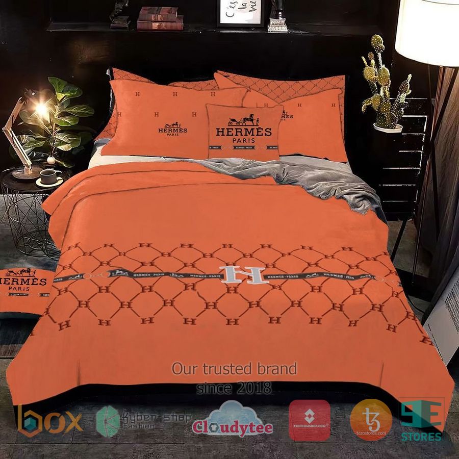 BEST Hermes Paris Orange Cover Bedding Set 2
