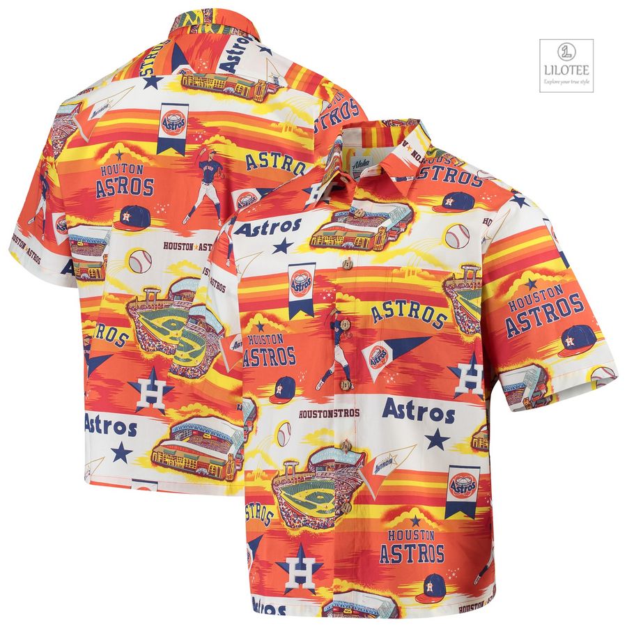 BEST Houston Astros Reyn Spooner Scenic Orange Hawaiian Shirt 7