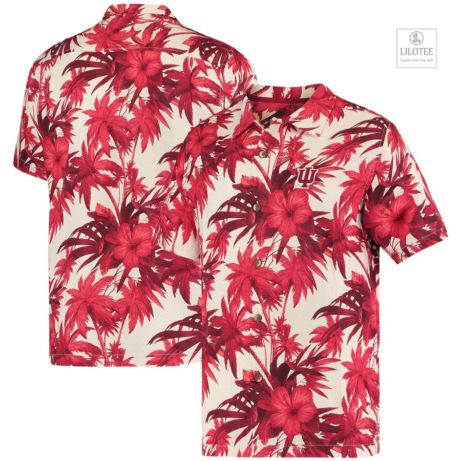 BEST Indiana Hoosiers Tommy Bahama Harbor Island Hibiscus Crimson Hawaiian Shirt 6