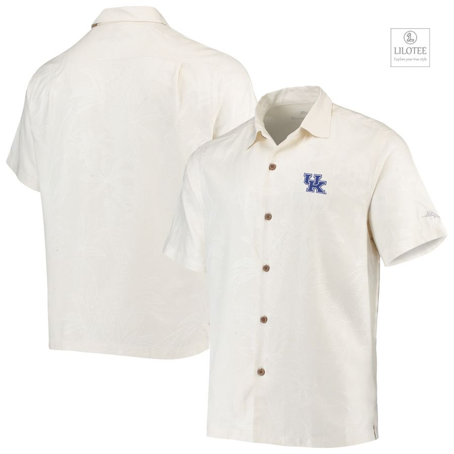 BEST Kentucky Wildcats Tommy Bahama Al Fresco Tropics Jacquard White Hawaiian Shirt 6