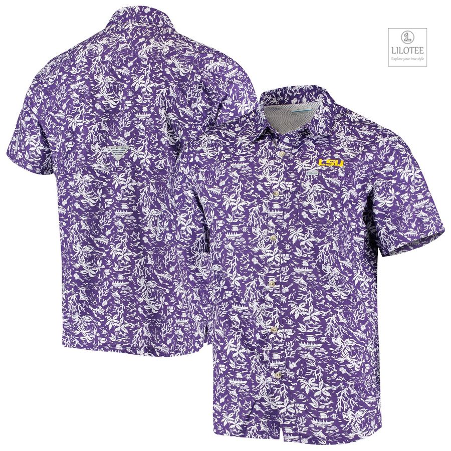 BEST LSU Tigers Columbia Super Slack Tide Purple Hawaiian Shirt 7
