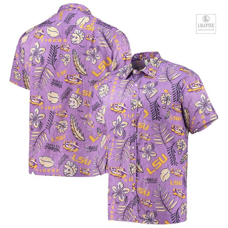 BEST LSU Tigers Wes & Willy Vintage Floral Purple Hawaiian Shirt 7