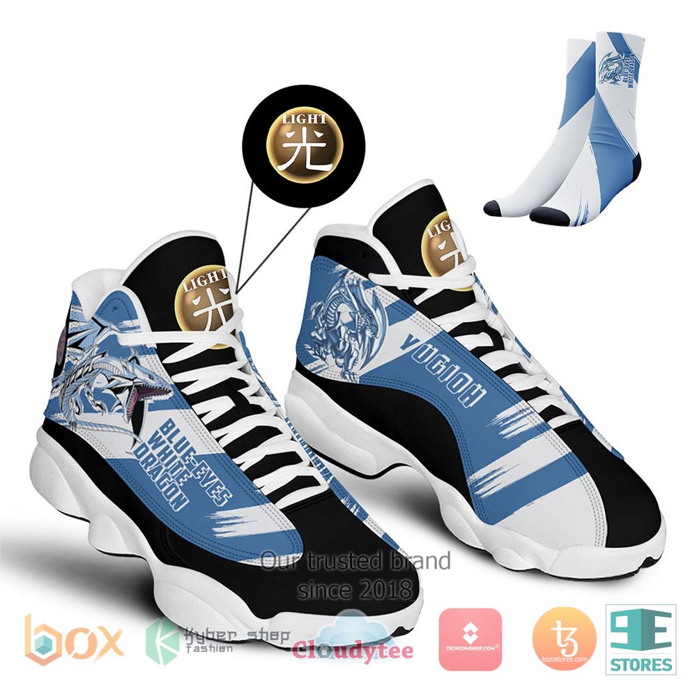 HOT Yu Gi Oh Blue Eyes White Dragon Air Jordan 13 Sneaker Shoes 13