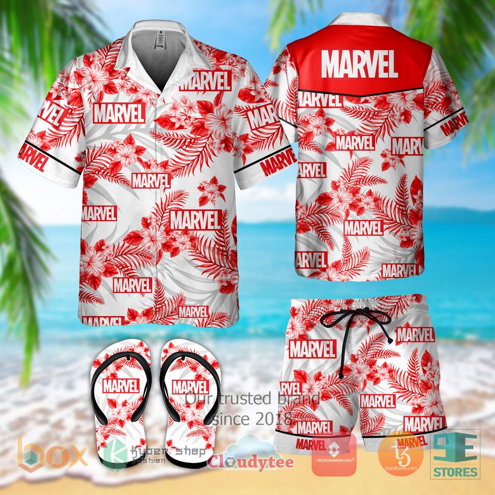 HOT Marvel logo Hawaiian Shirt, Shorts 2