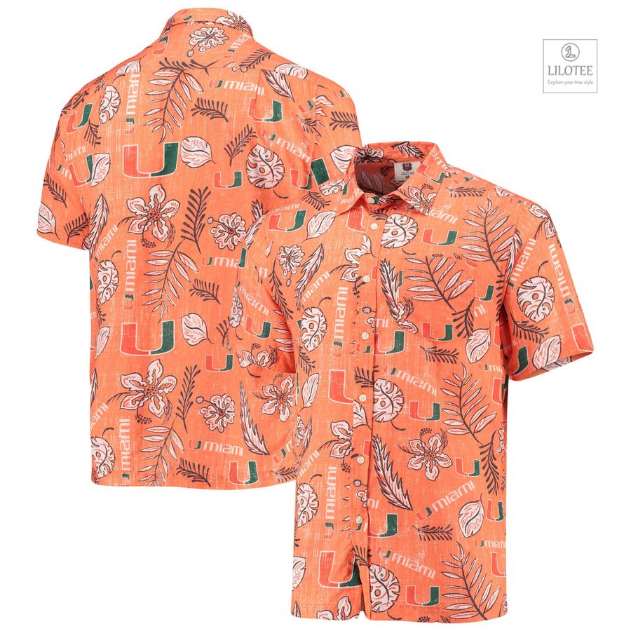 BEST Miami Hurricanes Wes & Willy Vintage Floral Orange Hawaiian Shirt 6