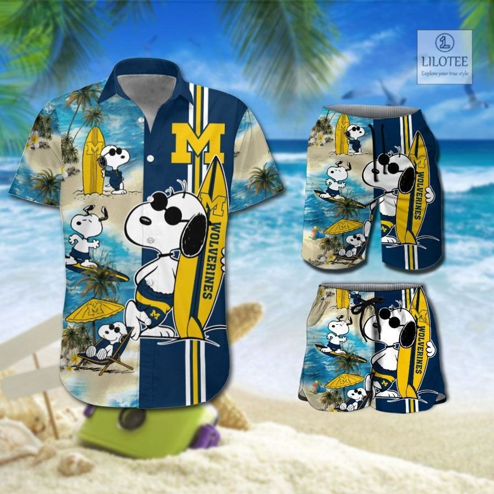 BEST Michigan Wolverines Snoopy Hawaiian Shirt, Shorts 8