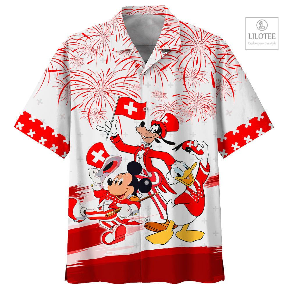 BEST Mickey Mouse and Friends Suisse flag Hawaiian shirt 5